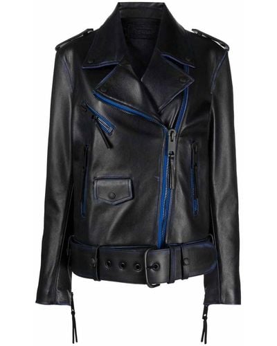 Off-White c/o Virgil Abloh Contrast-trim Leather Jacket - Black