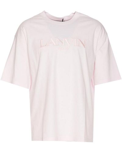 Lanvin Pink T-shirt With Frontal Embroidered Logo