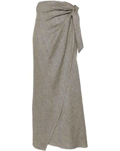 Alysi Striped Long Skirt - Grey