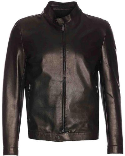Salvatore Santoro Leather Jacket With Zip Closure - Black