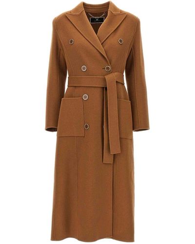 Elisabetta Franchi Double-breasted Coat Coats, Trench Coats - Brown
