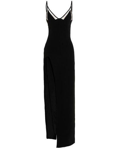 David Koma Long Dress With Split - Black