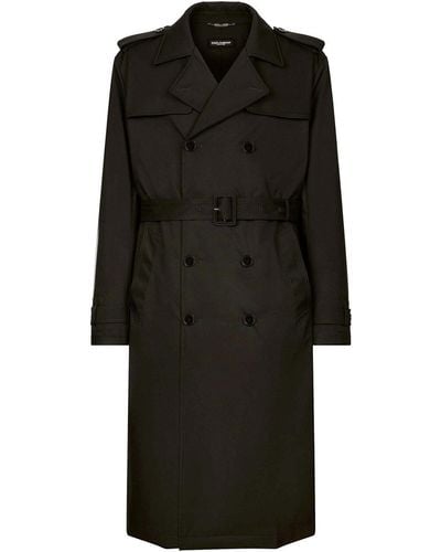 Dolce & Gabbana Belted Double-breasted Trench Coat - Black