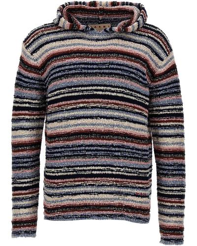 Marni Striped Hooded Sweater - Gray