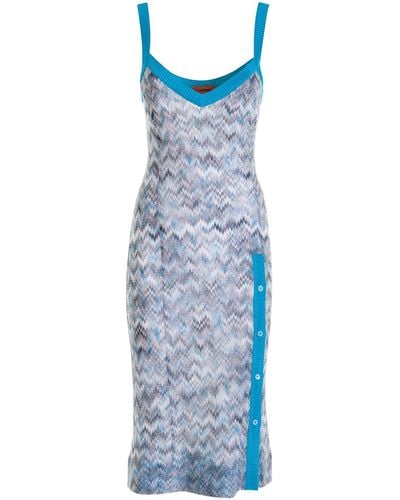 Missoni Knitted Dress With Slit - Blue