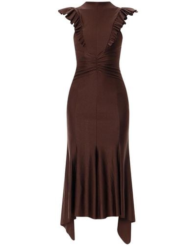 Philosophy Di Lorenzo Serafini Long Dress With Rouches And Drapery - Brown
