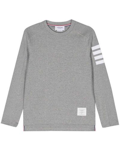 Thom Browne 4-bar Stripe Cotton Sweatshirt - Gray