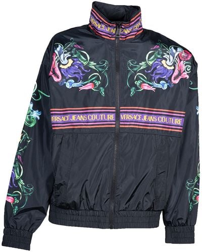 Versace V Emblem Baroque Windbreaker - Blue