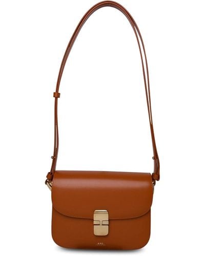 A.P.C. Terracotta Leather Bag - White