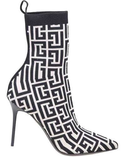 Balmain Metallic Monogram Skye Ankle Boots - Black