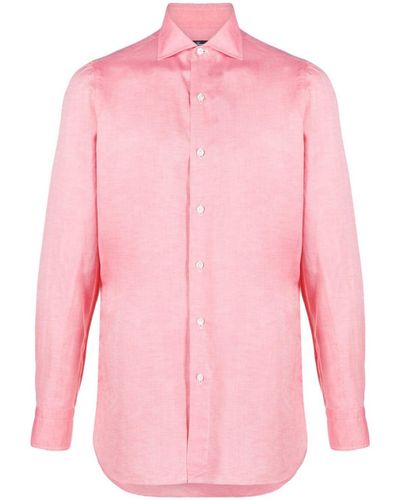 Finamore 1925 Plain Long-sleeve Shirt - Pink