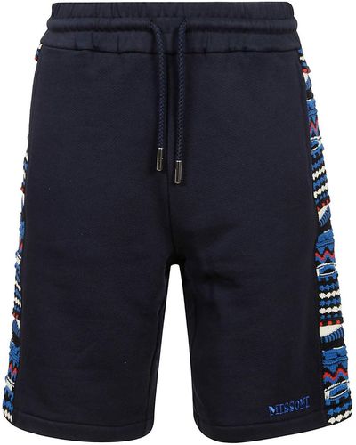 Missoni Patterned Band Short Sweatpants - Blue
