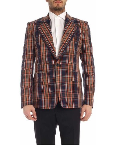 Vivienne Westwood Single Breasted Checked Jacket In And Or - Brown
