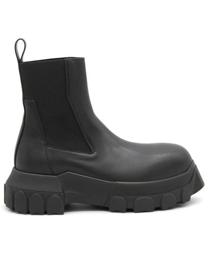 Rick Owens Leather Anle Boots - Black
