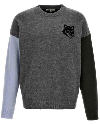 Maison Kitsuné Fox Head Sweater - Gray