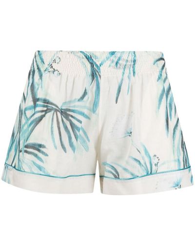 F.R.S For Restless Sleepers Printed Drawstring Cotton Shorts - Blue