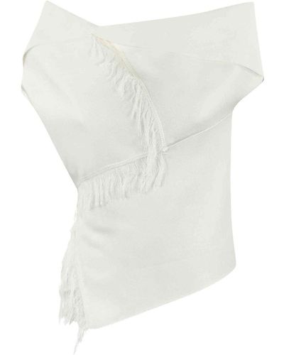 Liviana Conti T-shirt With Cuff And Fringes - White