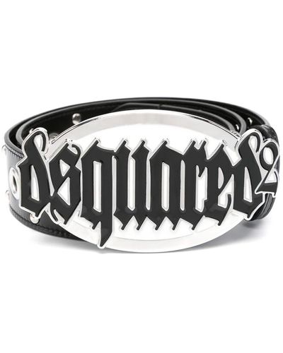 DSquared² Gothic Logo Leather Belt - Black