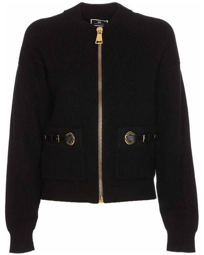 Elisabetta Franchi Knit Zip Sweater - Black