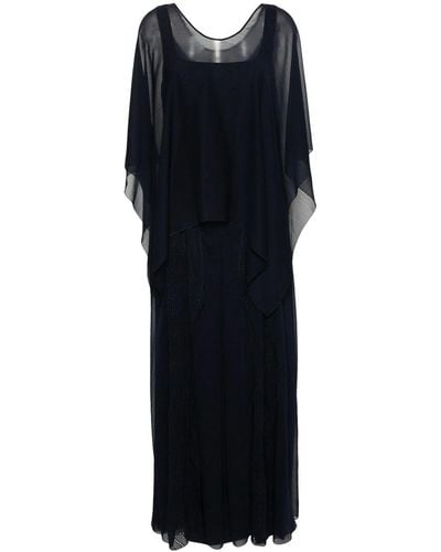 Alberta Ferretti Sleeveless Evening Gown With Cape - Black