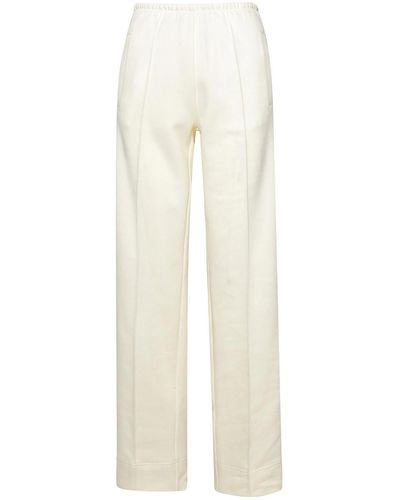 Palm Angels Ivory Cotton Blend Trousers - White