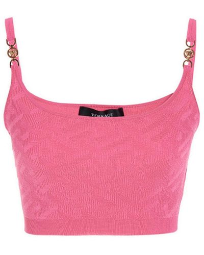Versace Top With Cropped Style - Pink