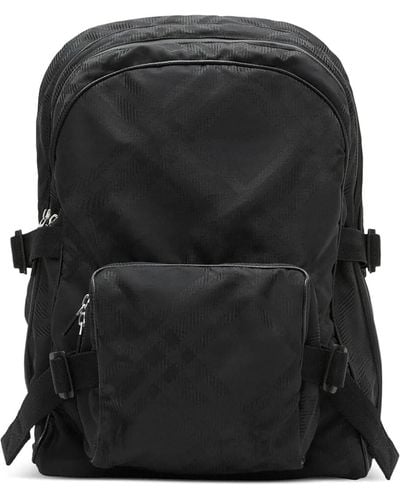 Burberry Check Backpack - Black