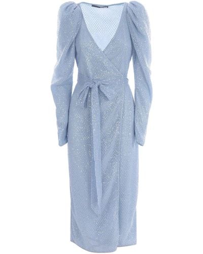 ROTATE BIRGER CHRISTENSEN Wraped Long Dress With Sequins - Blue