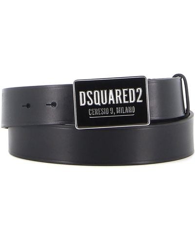 DSquared² Logo Plaque Belt - Black