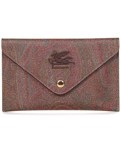 Etro Paisley Jacquard Envelope Wallet - Purple