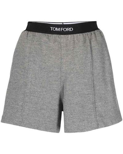 Tom Ford Logo-waistband Shorts - Gray