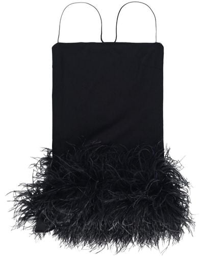 The Attico Fujiko Feather Trimmed Mini Dress - Black