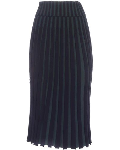 KENZO Pleated Skirt In Dark And Green - Blue