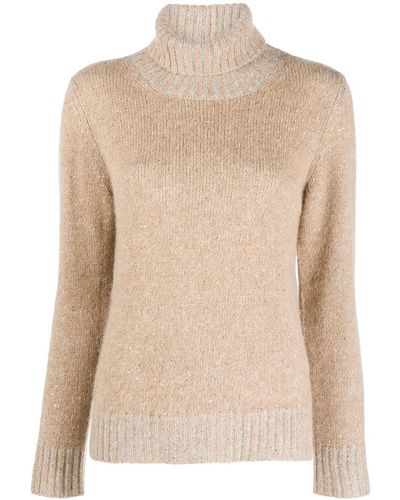 Fabiana Filippi Wool Blend Turtleneck Sweater - Natural
