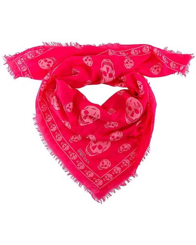 Alexander McQueen Scarf With Iconic Skulls Print - Pink