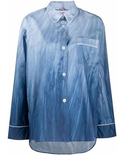 Umit Benan Jean Die-dye Print Cotton Shirt - Blue