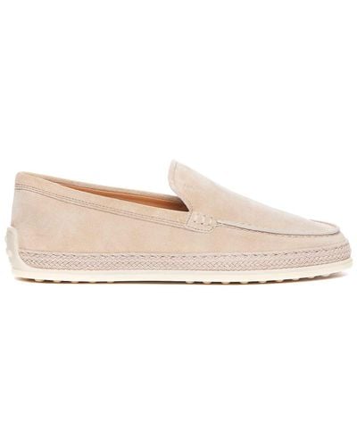 Tod's Loafers Round Toe Logo - Natural