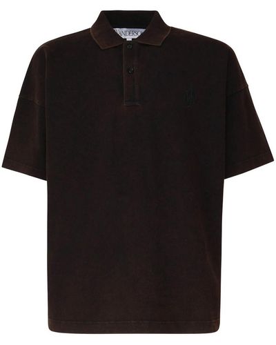 JW Anderson Polo Shirt With Anchor Embroidery - Black