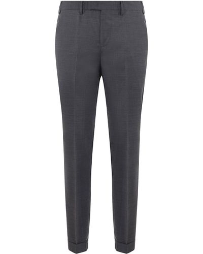 PT Torino Wool Trousers With Concealead Closure - Grey