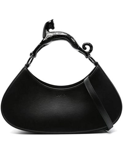 Lanvin Large Hobo Bag With Cat Handle - Black