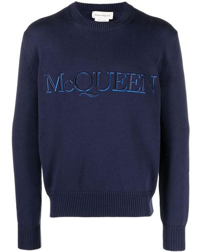Alexander McQueen Logo-embroidered Jumper - Blue