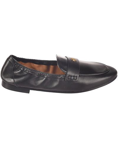 Tory Burch Leather Logo Loafers - Gray