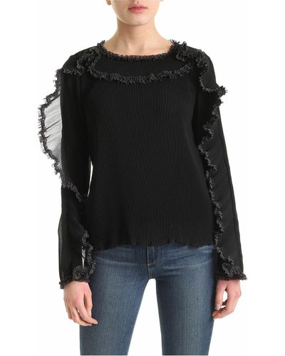 See By Chloé Ruffles Long-sleeved Sweater In - Black