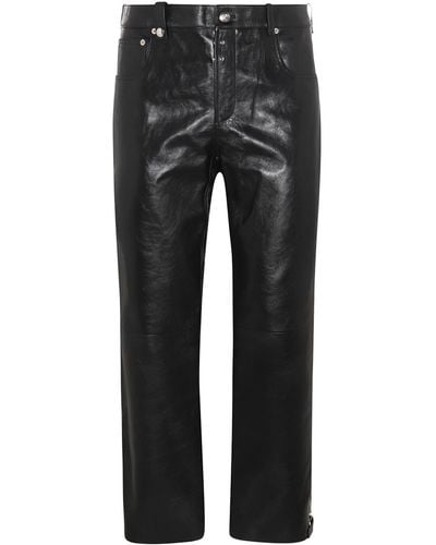 Alexander McQueen Leather Biker Trousers - Black
