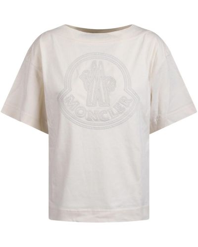Moncler T-shirt With Embroidered Logo - White