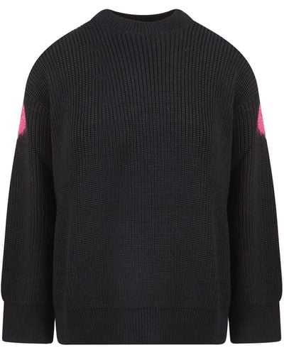 Barrow Ribbed Jumper With Lurex Logo Embroidery - Black