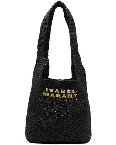 Isabel Marant Raffia Bag Embroidered Durable - Black