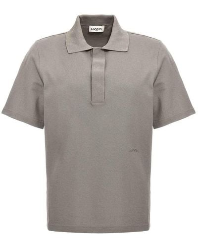 Lanvin Logo Embroidery Polo Shirt - Grey