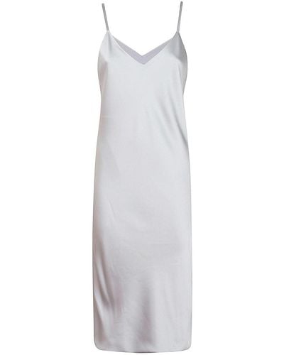 Norma Kamali Satin Midi Dress - White