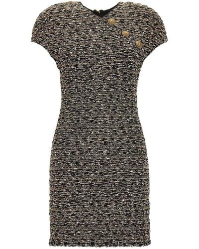 Balmain Tweed Dress Dresses - Gray
